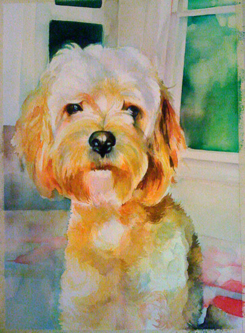 Mr. Barky, Watercolor on Paper, 10" x 14", sold