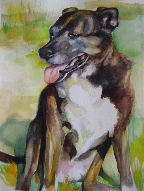 Pogi, Watercolor on Paper, 10" x 14", sold