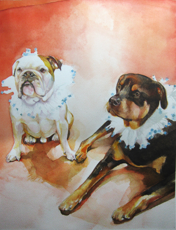 Humphrey & Stella, Watercolor on Paper, 10" x 14", sold