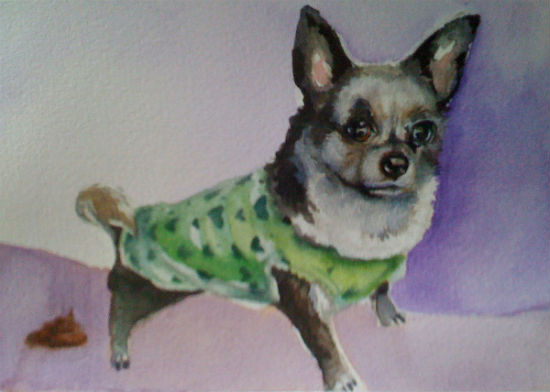Little Shit, Watercolor on Paper, 5" x 7", 2009